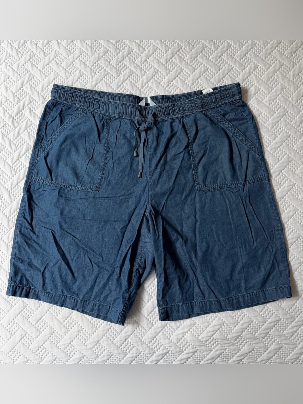 Northern Reflections Cotton Woman Lady XXL Plus Sz Blue Drawstring Casual Shorts